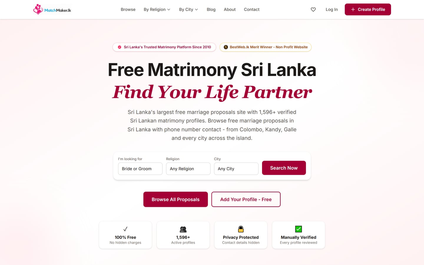 Screenshot of matchmaker.lk